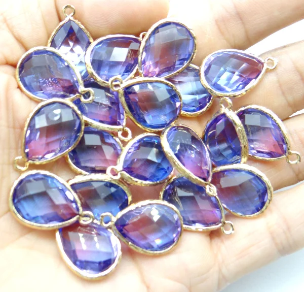 15*20mm Natural stone crystal quartz glass stone mix charm Teardrop pendants for DIY Jewelry Making Necklace Accessories 10pcs