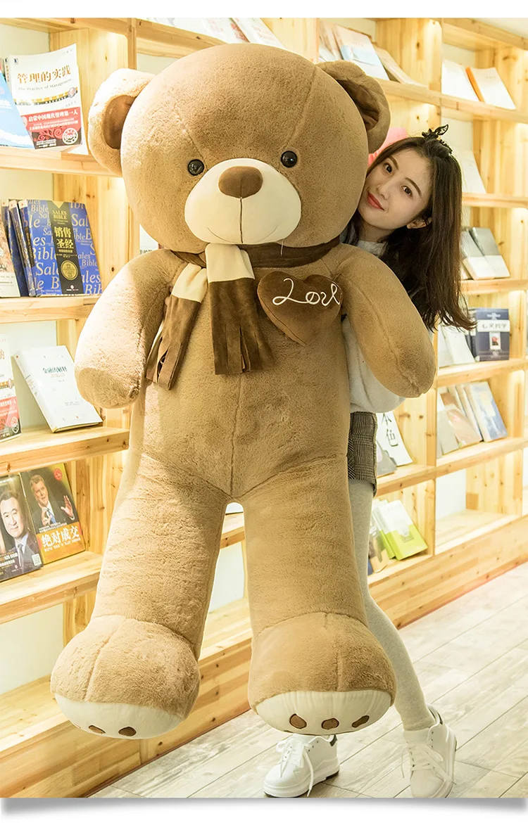 

stuffed plush toy huge 160cm scarf teddy bear,brown bear soft doll hugging pillow,birthday gift s2811