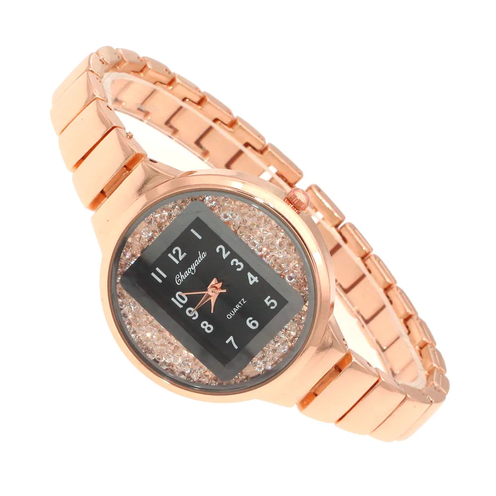 عالية الجودة انخفاض الشحن النساء السيدات روز الذهب الفضة مكتب سيدة ساعات كوارتز اليد الماس الأزياء صديقة الهدايا ساعة