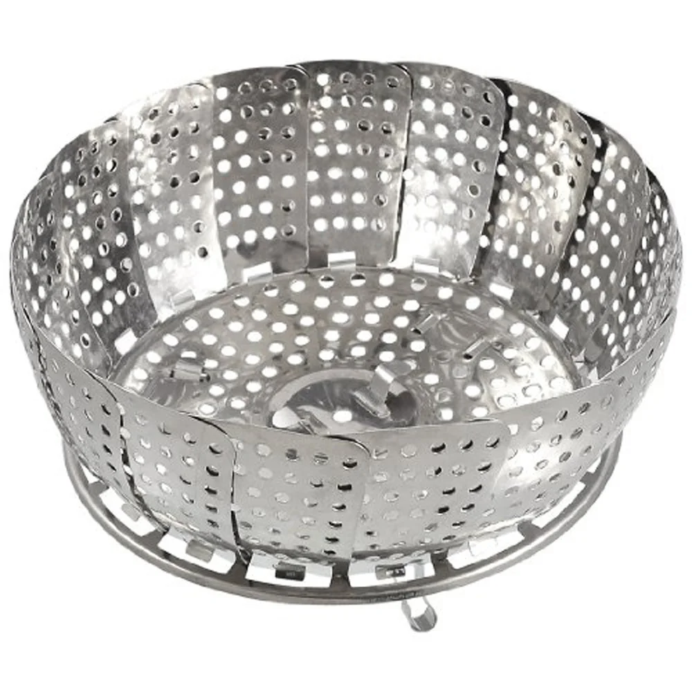 COFA New 119g Silver Kitchen Folding Stainless Steel Mesh Holes Steam Basket Cooker