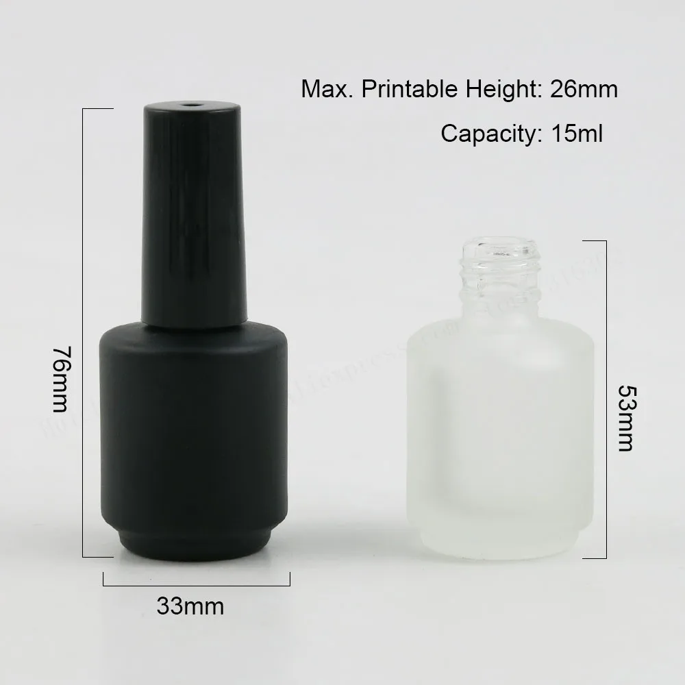 20 x 15ml Black Frost Clear White  Amber Empty Nail Polish Glass Bottle 1/2oz nail enamel Containers glass bottle with brush cap