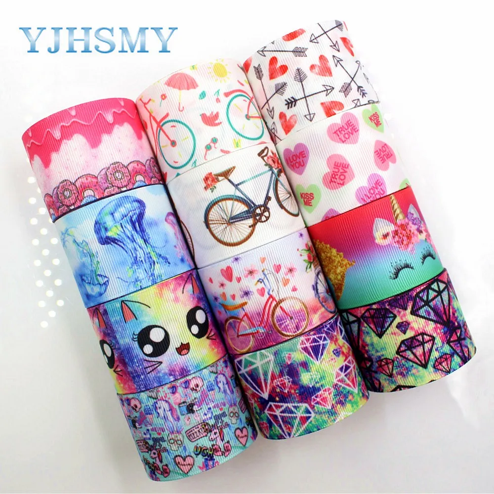 YJHSMY C-18317-21,38 mm 5 Yards Cartoon Printed grosgrain ribbons,DIY handmade Hair accessories,wedding gift wrap Material