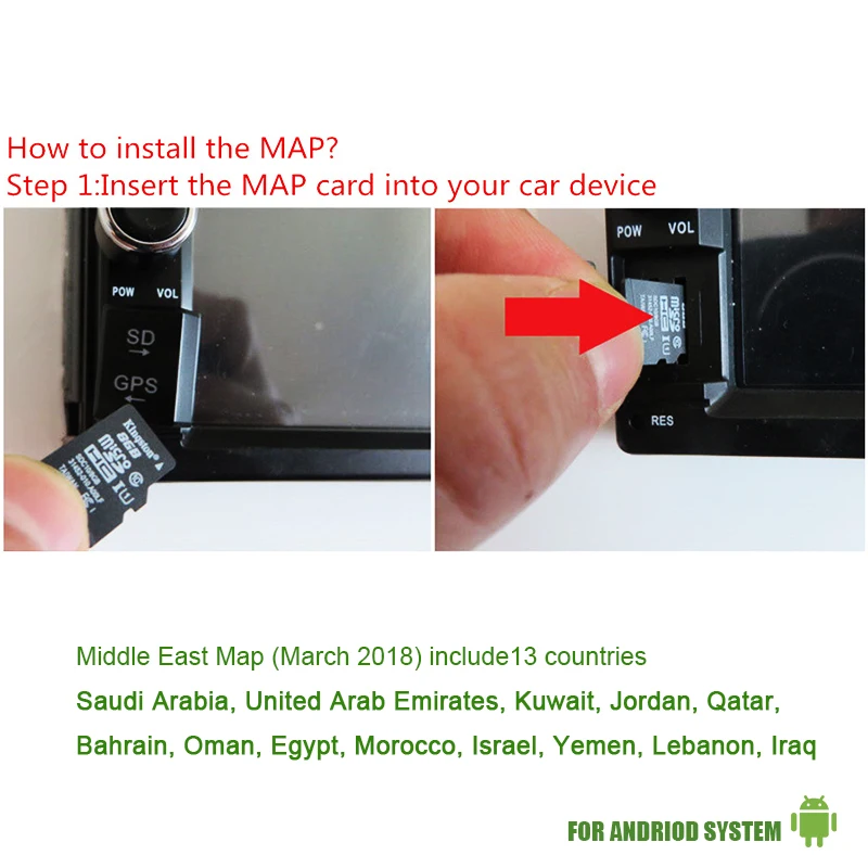 Fit for Android System Car Auto GPS Navigation 8GB Micro SD Card Map of Middle East