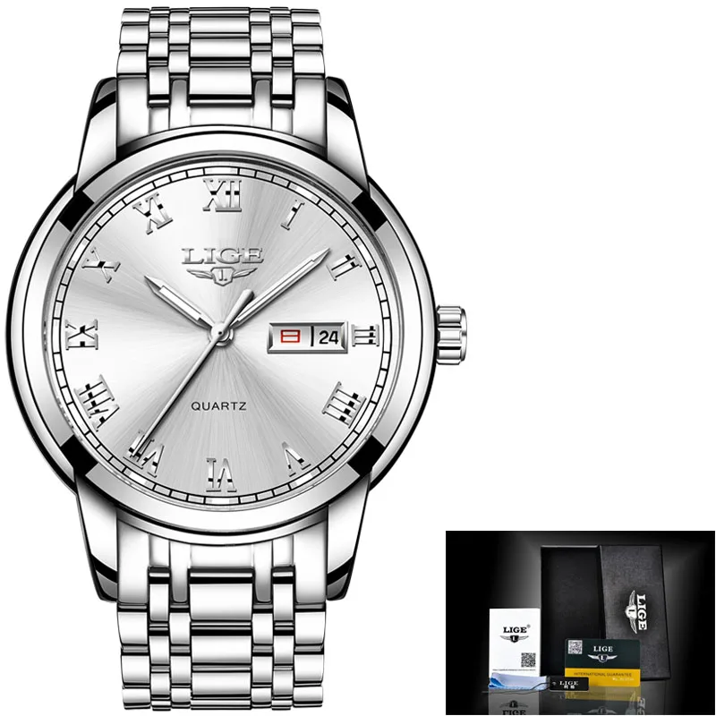 LIGE Top Luxus Marke Männer Sport Uhr Männlichen Casual Voller stahl Datum Armbanduhren herren Quarz uhren relogio masculino