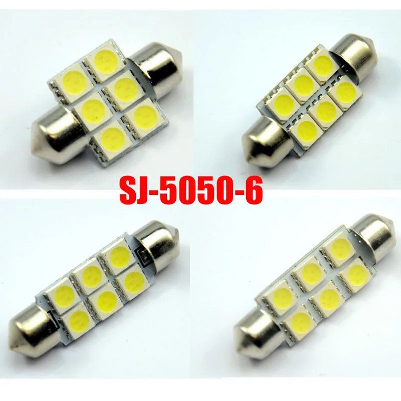 AutoEC 50X Festoon 6 SMD 5050 Car Reading Lights 12V 31mm 36mm 39mm 41mm  #LK07