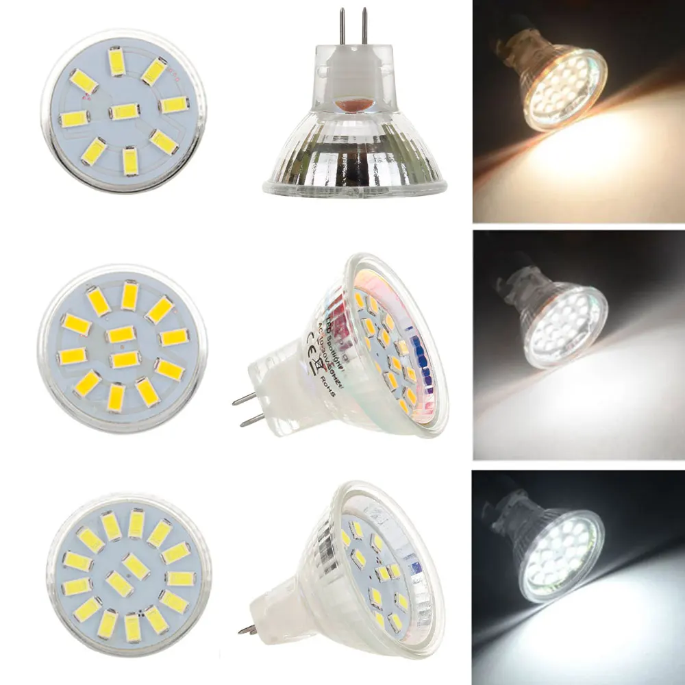 لمبة LED MR11 AC/DC12V 24V GU4 120LM 240LM ، 9LED 12LED 15LED 5730 SMD ، مصباح أبيض دافئ/بارد/محايد ، استبدال مصباح هالوجين