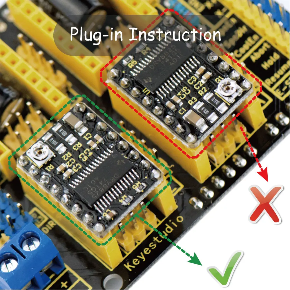 KEYESTUDIO CNC Kit CNC V3 Shield +UNOR3+ 4pcs DRV8825 driver /GRBL compatible For Arduino Engraving Machines 4-Axis Support