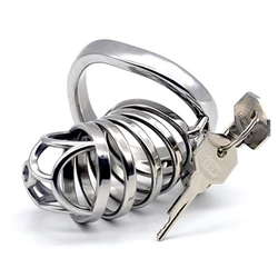 Male Chastity Devices Stainless Steel Cock Cage For Men Cock Lock Bondage Adult Product Metal Chastity Belt Penis Ring Sex Toys