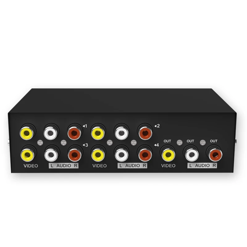 

4 Port AV Switcher RCA switch Audio Video Selector 4 Input 1 Output Audio and video switche MT-431AV