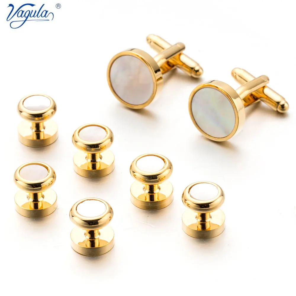 

VAGULA Cufflinks Studs in 8PCS Set New Arrival Luxury Gemelos Tuxedo Collar Stud Set 527