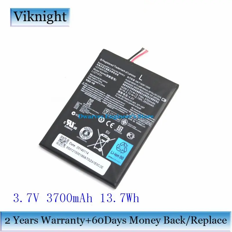 Original 3.7V Battery for Tablet A2107 A2207 A2107A A2207A-H BL195 For Lenovo Tablet PC Battery L12T1P31 3700mAh 13.7Wh