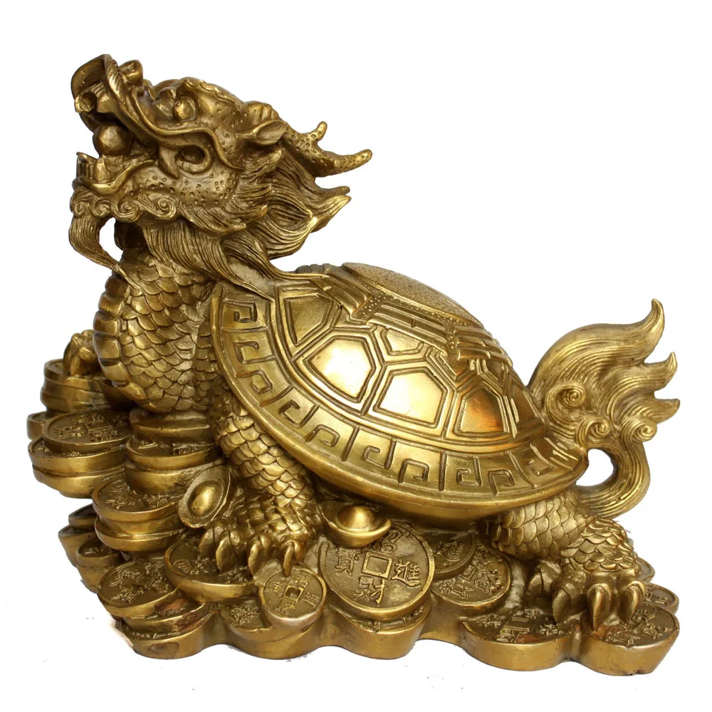 Fuhai light copper ornaments large dragon turtle leading turtle Zhaocai gossip dragon turtle jewelry crafts ornaments