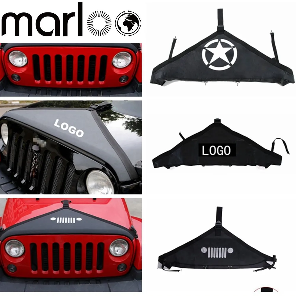 Marloo Wrangler Accessories Front Hood Cover, Front Hood Bra Protector T Style For Jeep Wrangler JK 2007-2017