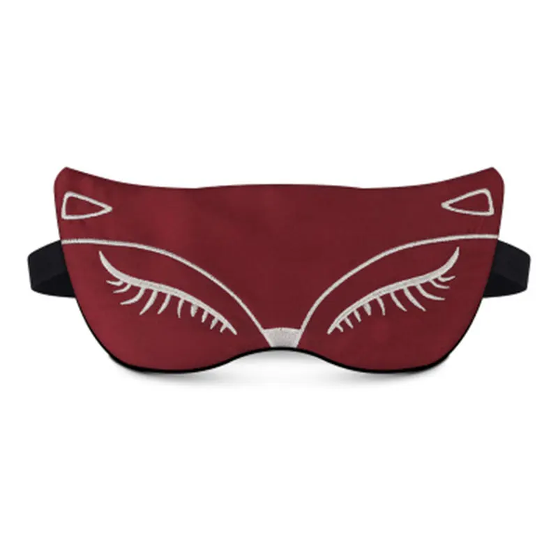 Silk Sleeping Mask Eyepatch Fox Embroidery Eyepatch Adjustable Sleeping Aid Blindfold Travel Sleep Eye Mask No Ice Bag