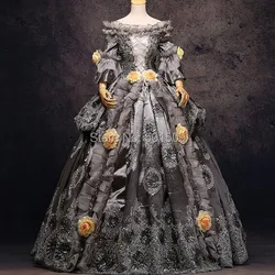 silver grey/golden luxury Medieval Renaissance Gown queen Dress Victorian The Venice carnival gown/Colonial Belle Ball