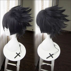 Anime Uchiha Sasuke Cosplay Wig For Men's Black Short Hair  + Wig Cap