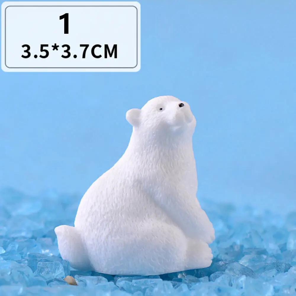 Mini White Bear Polar Bear Figurines Simulation Home Micro