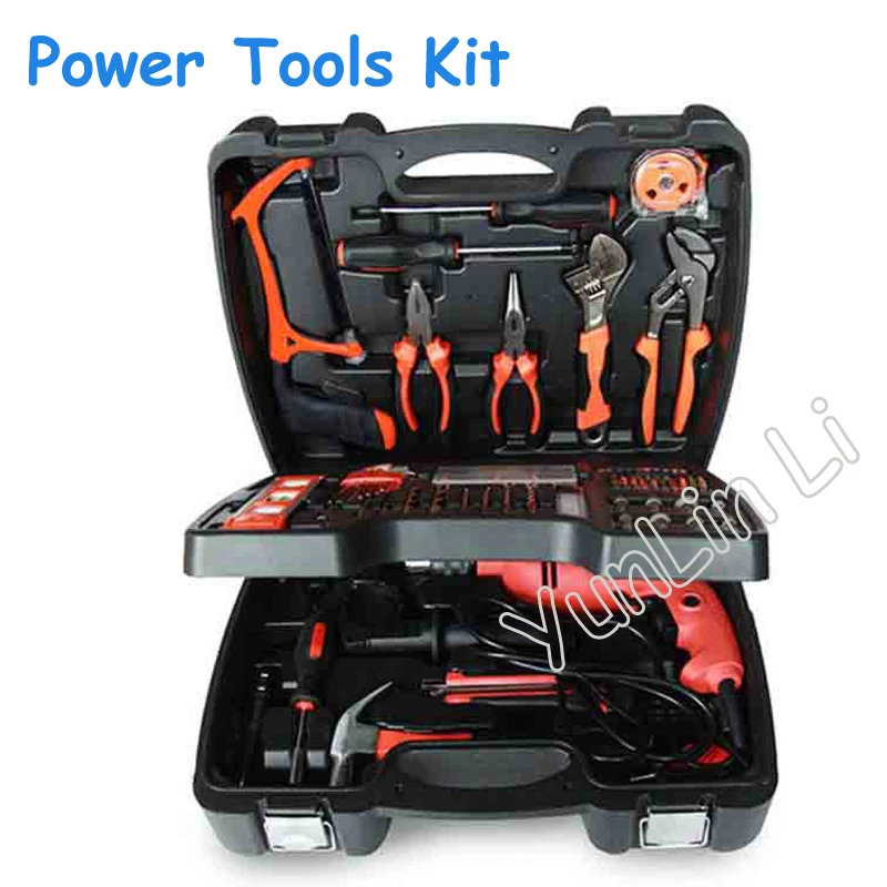 138pcs/SET Electric Drill Multi-Function Power Tools Kit Electric Impact Drill Set Home Drill Combination DIY Tools