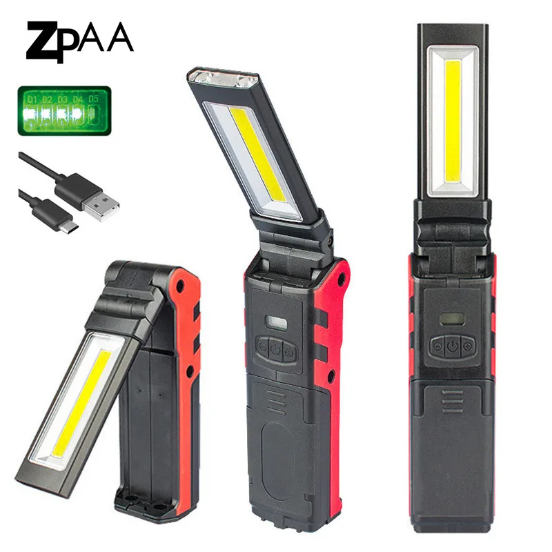 Upgrared Managetic LED COB Work Light สำหรับซ่อมรถยนต์ USB แบบ Stepless Dimming COB ไฟฉายโคมไฟ