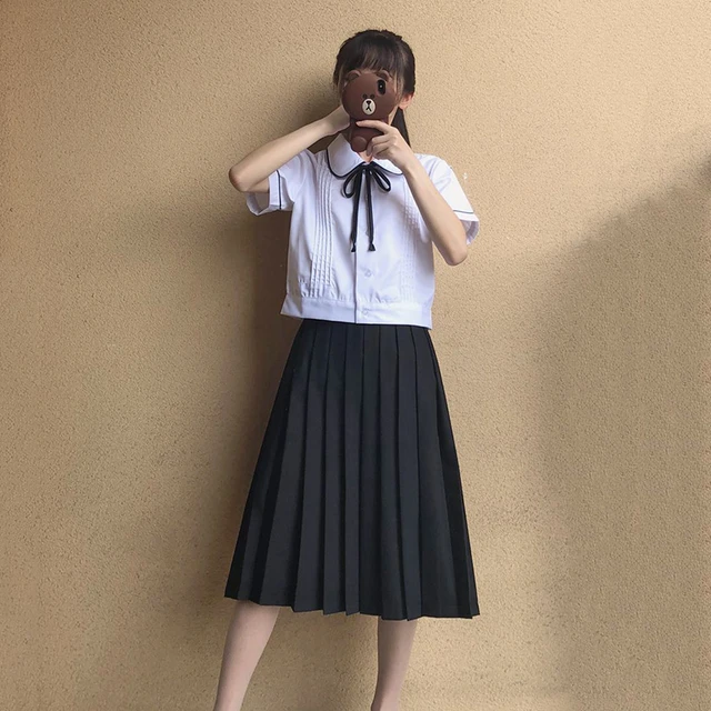 Japanese 62 67cm Medium Long Length Pleated Skirts Jk Student Girls Solid Color High Waist Skirt Cosplay School Uniform Skirt Skirts AliExpress