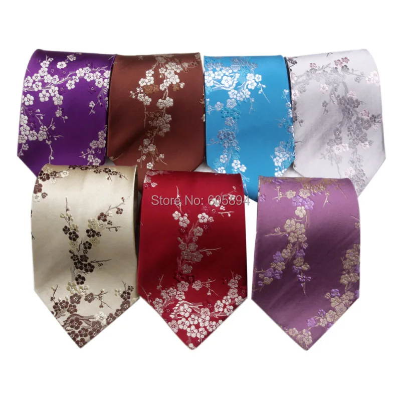 2pcs Luxury Cherry blossoms Neckties Fashion High End Men Chinese style Natural Silk Brocade standard Ties Business Gifts