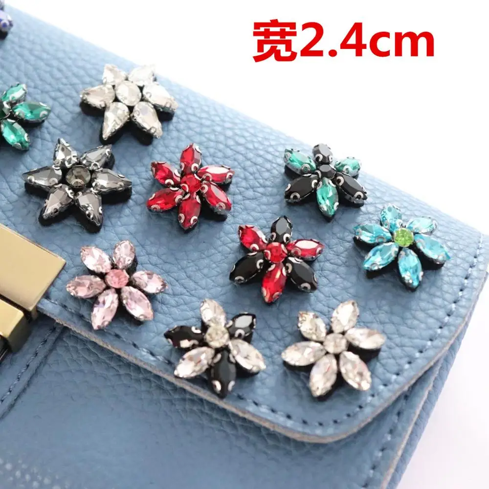 Small Colorful Floral Flower Rhinestones beads patches applique sew on beading applique clothes shoes bags decoration patch DIY