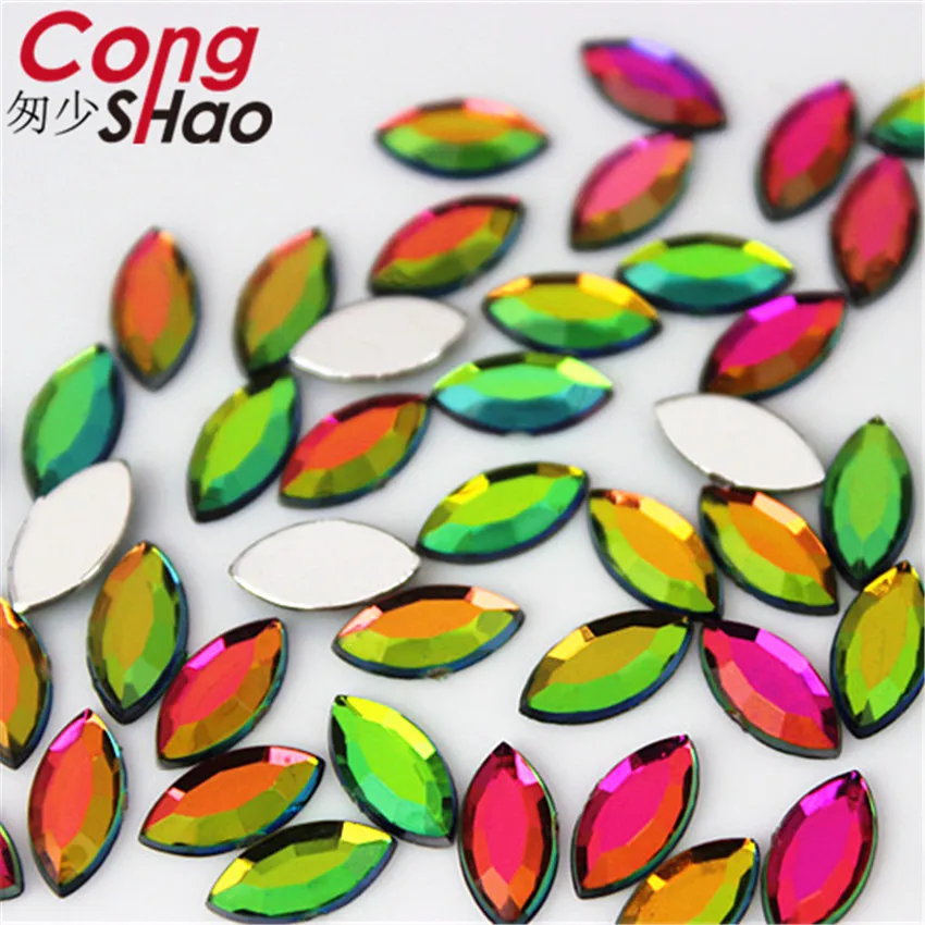 Cong Shao 100pcs 5*10mm Colorful flatback Horse Eye stones and crystals Acrylic Rhinestones trim Phone costume Decoration ZZ722