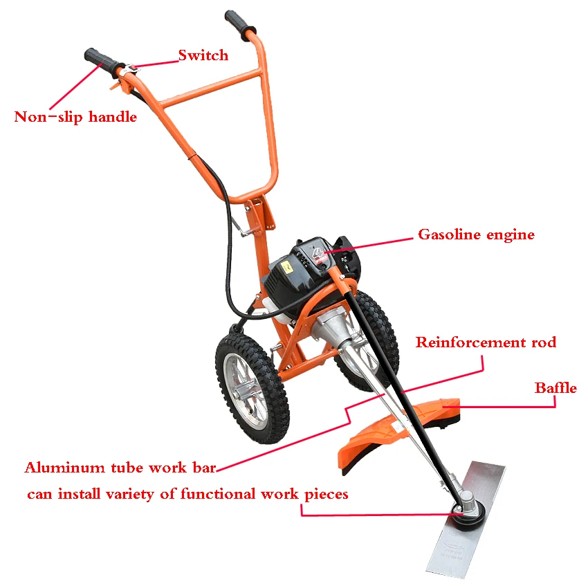 Hand-push Four-stroke 140FA Multi-function Lawn Mower Agricultural Orchard weeding Mowing Loose soil machine 1.0KW 6500r/m 0.65L