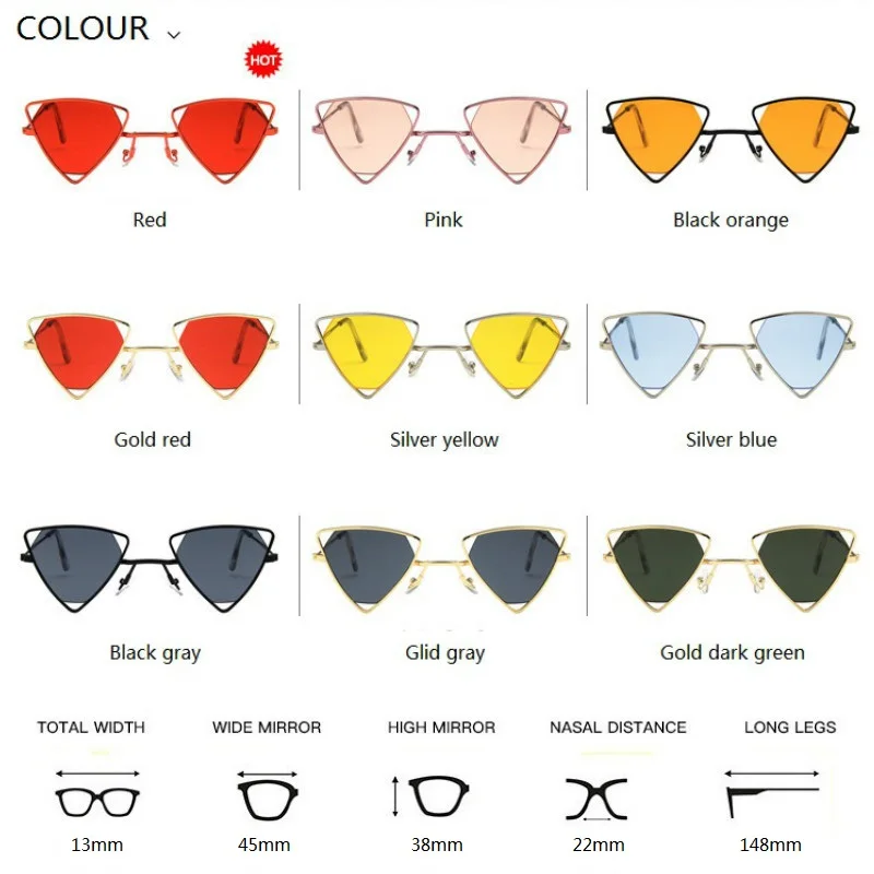 Yoovos 2023 New Punk Sunglasses Women Triangle Oculos New Vintage Glasses Openwork Metal Frame Fashion Sun Glasses Men Okulary