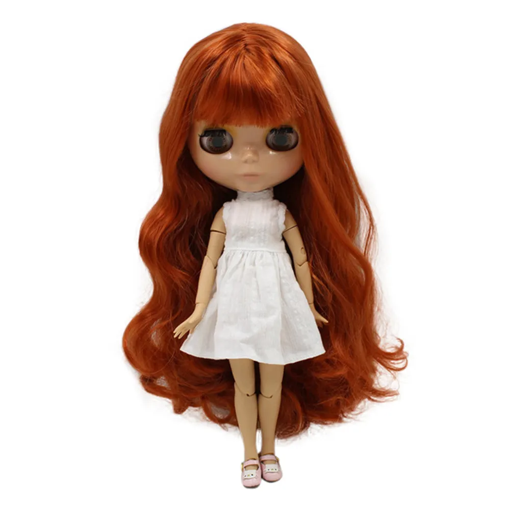 ICY DBS Blyth doll 1/6 bjd tan skin glossy face Soft long curly hair with bangs nude joint body bl1207