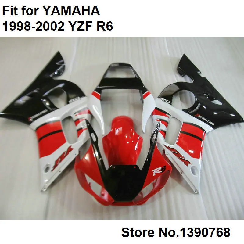 Fairing kit for Yamaha YZF R6 98 99 00 01 02 red white black bodywork parts fairings set YZFR6 1998 1999 2000 2001 2002 LV46