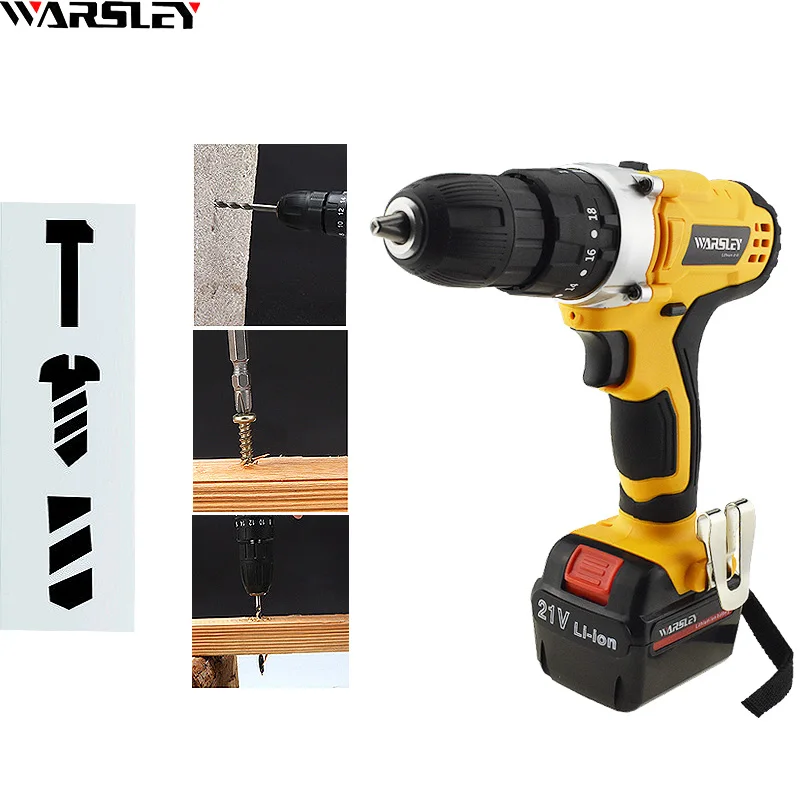 21v Lithium Battery Impact Home DIY Electric Screwdriver Power Tools Mini Cordless Drill +Woven Bag+Gift