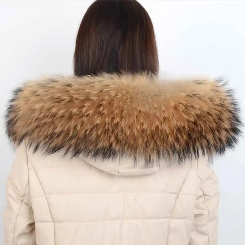 

2024 Winter 100% Real Natural Fur Collar & Womens Scarfs Fashion Coat Sweater Scarves Collar Luxury Raccoon Fur Neck Cap* JKP