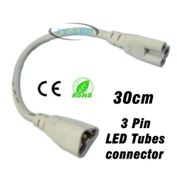 Fluorescent Lamp Connector Cable Corner Line, Male Female Plug tri-core 3 Pin 30cm For T5 T8 LED Tube Extend Connecting