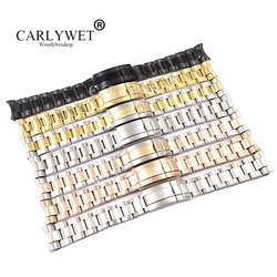 CARLYWET 20 21mm Silver Gold Rose Gold Black 316L Solid Stainless Steel Watch Band Belt Strap Bracelet For Rolex Submariner