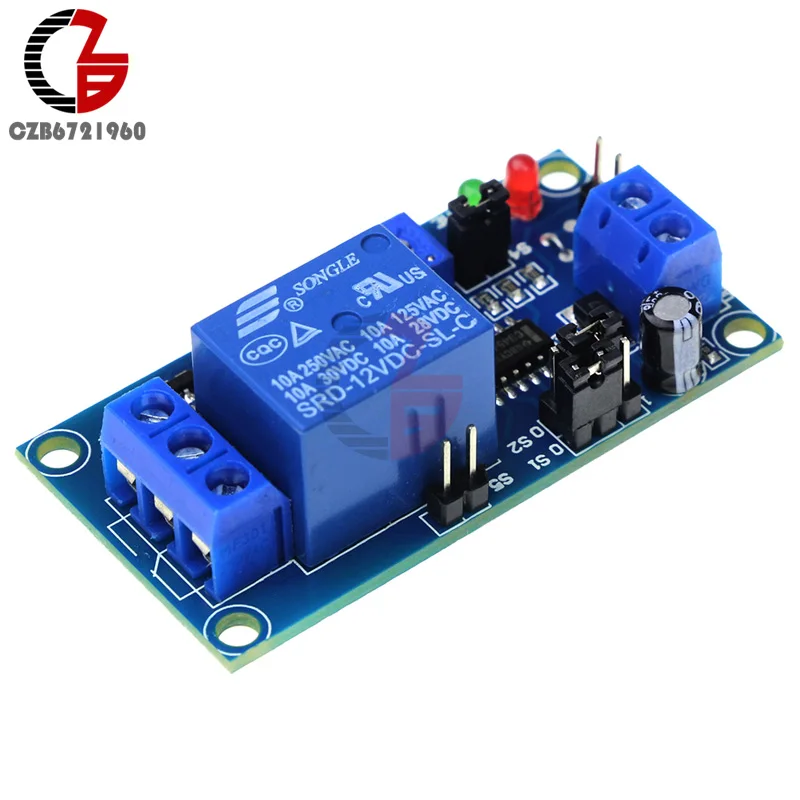 DC 12V Time Relay Module Normal Open Time Delay Relay Timing Timer Relay Control Switch Adjustable Potentiometer LED Indicator