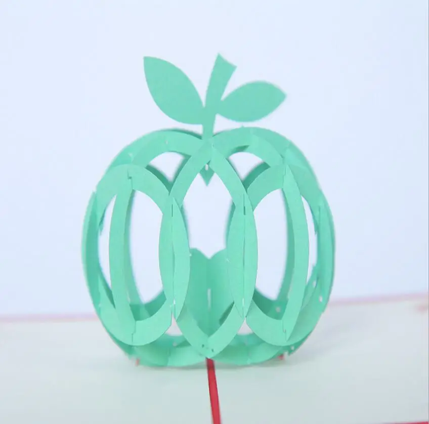 

10pcs 3D Creative Green Apple Handmade Kirigami Origami Wedding Party Invitation Cards Greeding Birthday Postcard