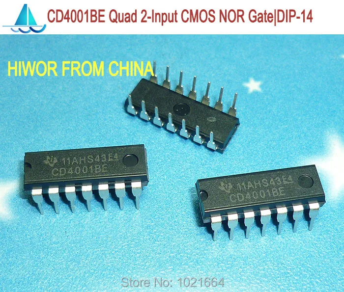 100pcs/lot CD4001BE CD4001 DIP-14 Quad 2 Input CMOS NOR Gate