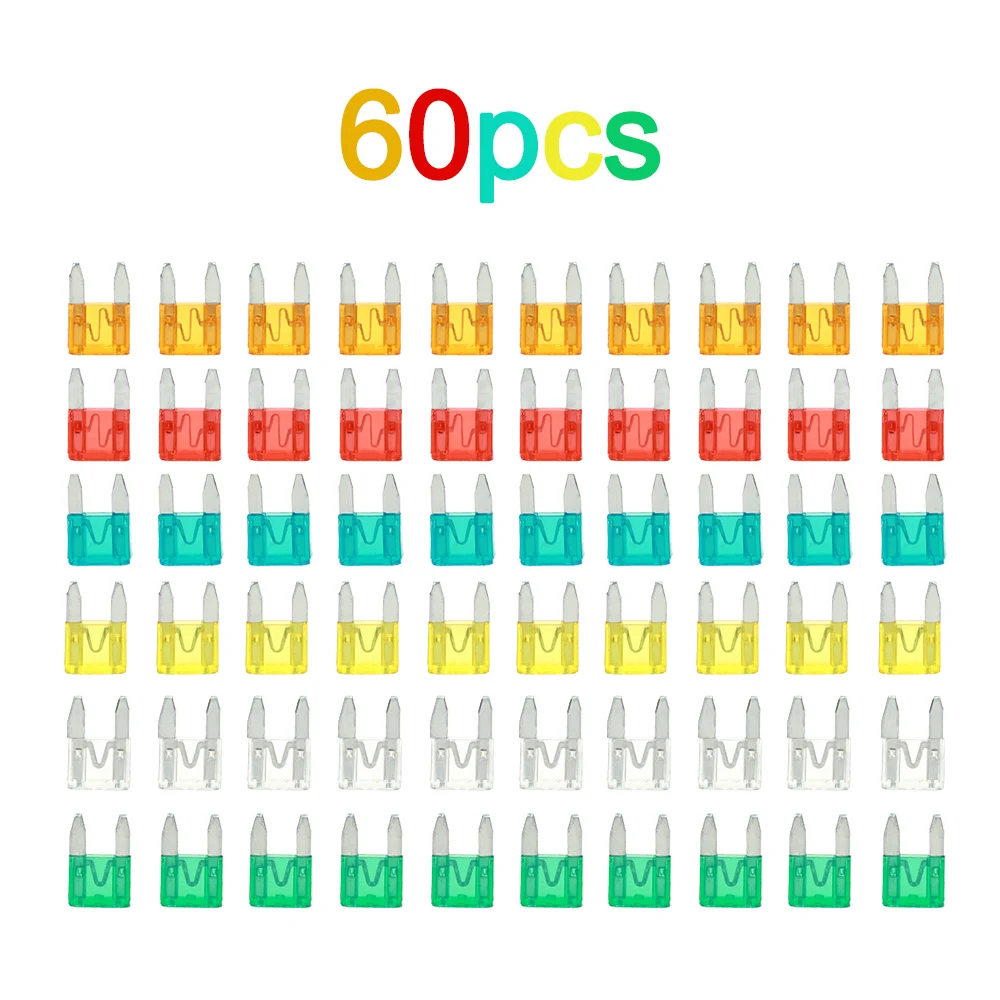 60 шт., набор предохранителей с коробкой, 5 А, 10 А, 15 А, 20 А, 25 А, 30 А