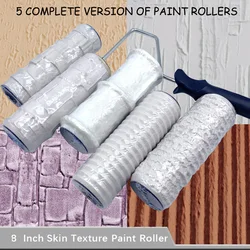 Poliuretano Stamp Paint Roller Tool, Proteção Ambiental, Cilindro Decorativo, Imitar Pedra, Rocha, Padrão de Madeira, 5pcs