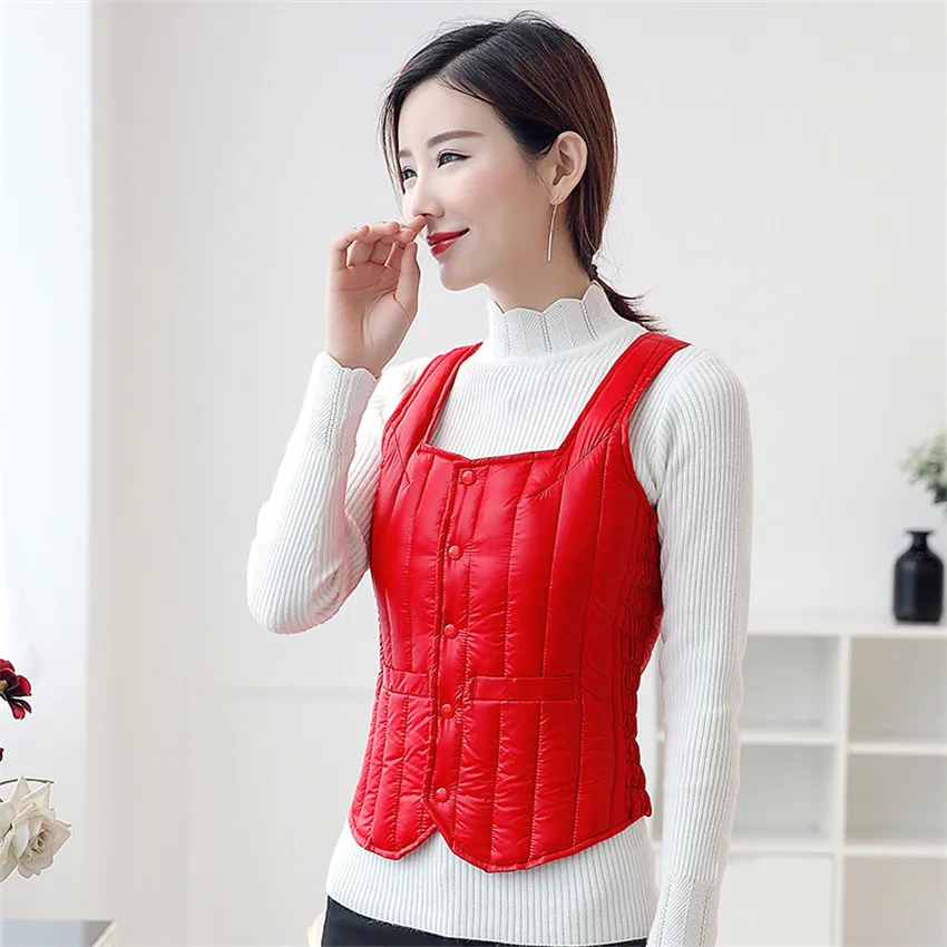 New Ultra Light Down Vest Coat Women Autumn Winter White Duck Down Vests Jacket Female Waistcoat Short Sleevelss Outwear AB635