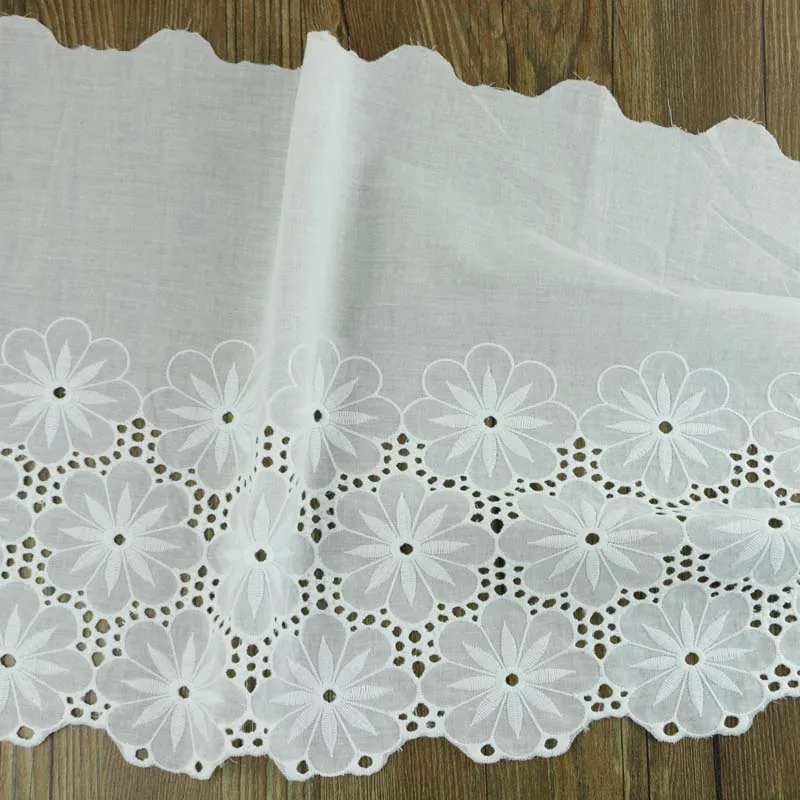 White cotton lace ultra wide 33cm handmade DIY garment accessories lace cotton embroidery lace fabric