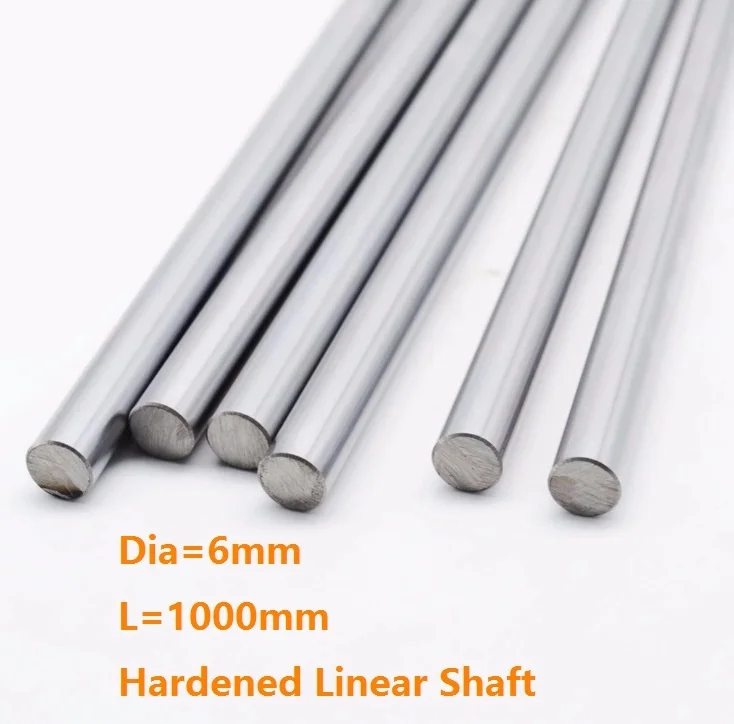 50pcs/lot Dia 6mm shaft 1000mm long Chromed plated linear shaft hardened shaft rod bar rail guide for 3d printer cnc parts