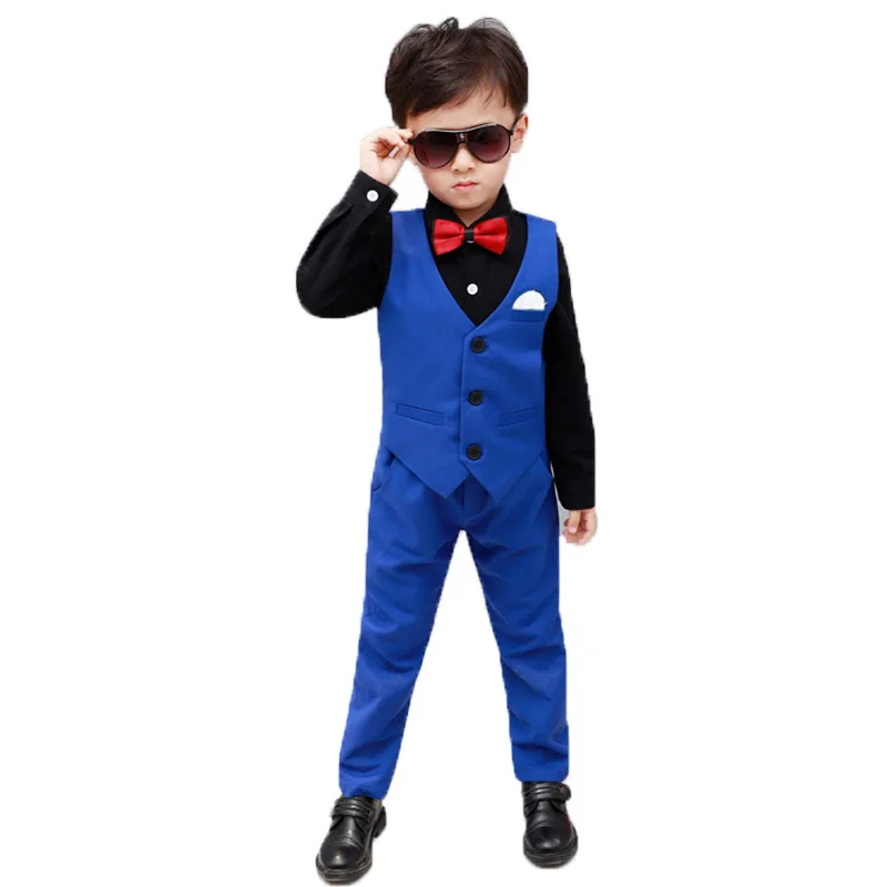 Boys Burgundy Short Suits Vest Set Slim Fit Ring Bearer Suit For Boys Brand Formal Classic Costume Wedding Birthday Party Gift