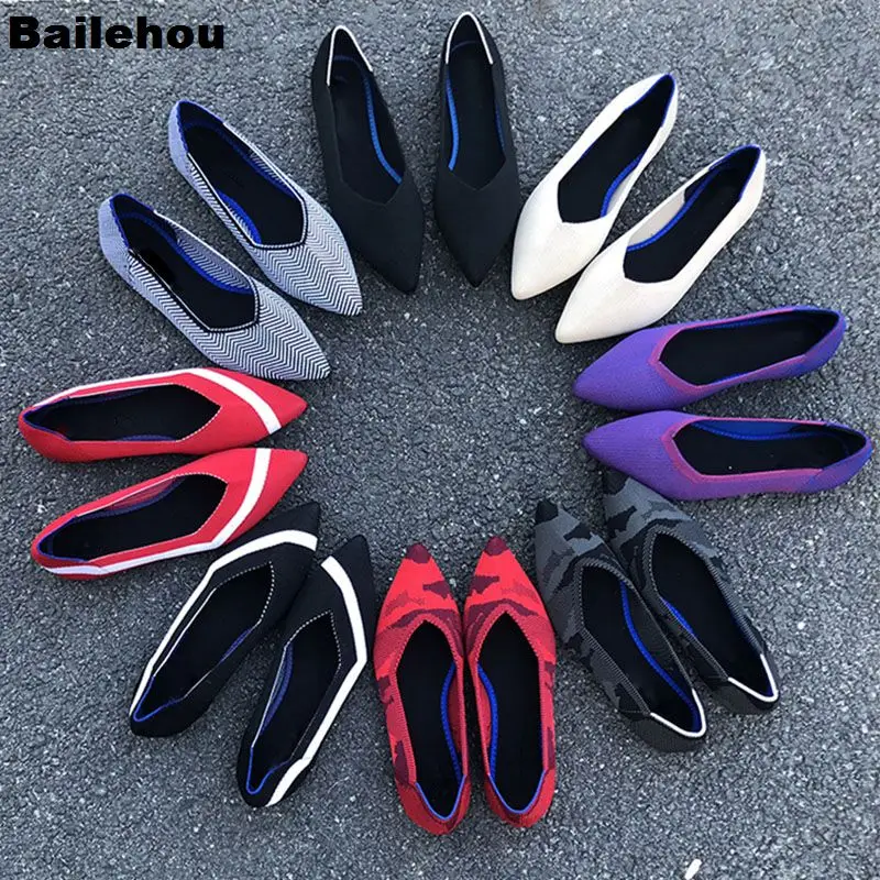 Bailehou Women Flats Shoes 2019 Spring Slip On Flat Loafers Pointed Toe Shallow Ballet Shoes Casual Soft Ballerina Female Mujer