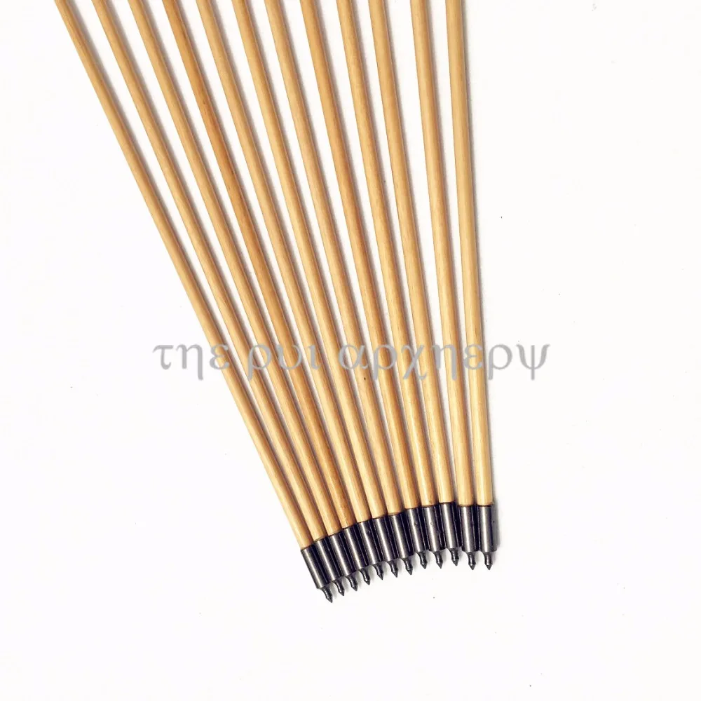 For Traditional Archery Longbow & Recurve Bow 6/12/24Pcs wooden Arrows Fletching Turkey Feather