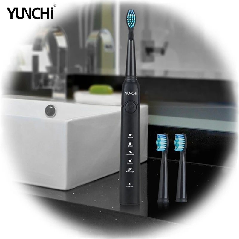 Yunchi elektrische Zahnbürste Ultraschall austauschbare Bürsten köpfe USB wiederauf ladbare Bleaching Zahnbürsten köpfe