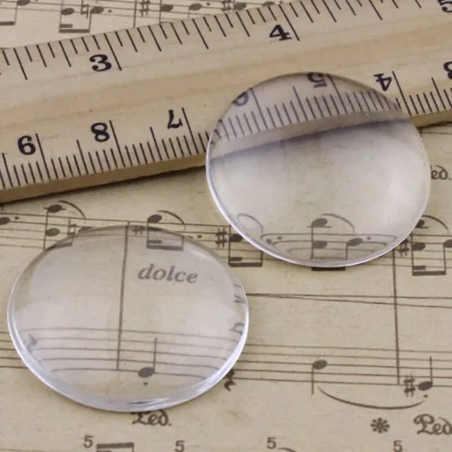 30mm Thickness:7mm Round Flat Back Clear Glass Cabochon Dome Cameo Jewelry Finding 2pcs/lot (K02904)