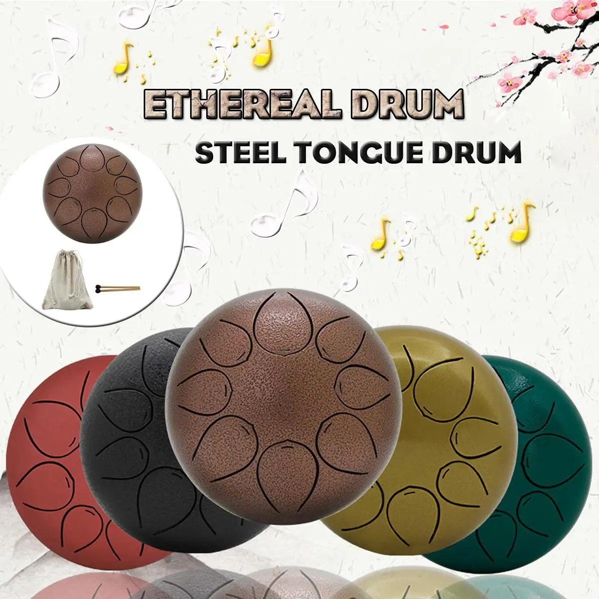 

5 inch Steel Tongue Hand Drum Notes Pentatonic 8 Scale Hank Drum Percussion Instruments with Many Accessories