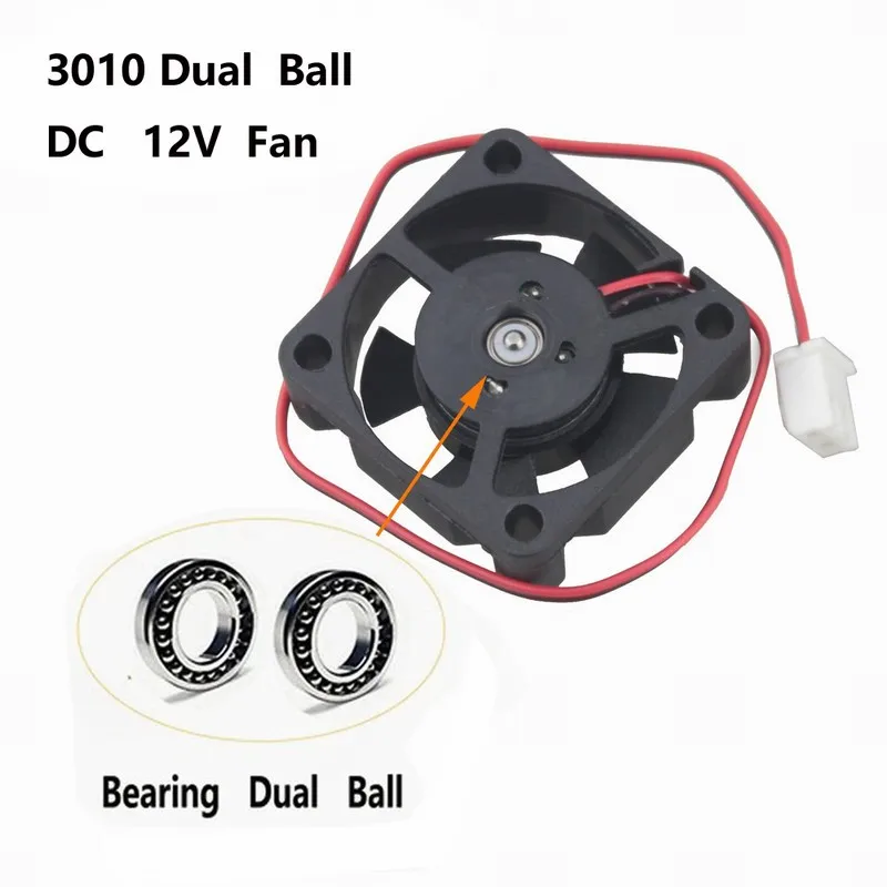 Gdstime 2 pcs 2.0 2Pin 30mm x 10mm DC 12v Ball Bearing 30x30x10mm Brushless Cooling Fan Mini Cooler High Speed